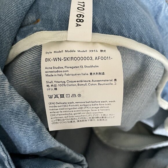 ACNE STUDIOS Bla Konst Light Denim Jean Pleated Belted Skirt Size 36 - Picture 9 of 12